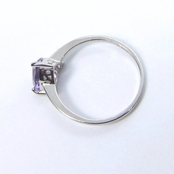 1.20 ct Trillion AMETHYST Solitaire Silver Ring 8 - Picture 9 of 11